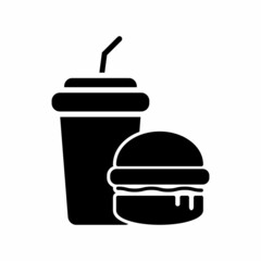 Fast Food Icon Burger And Drink Design Vector Logo Template Illustration Sign Symbol