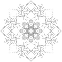 Circular pattern in form of mandala for Henna, Mehndi, tattoo, decoration. Decorative ornament in ethnic oriental style. Coloring book page.