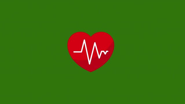 Red heart with ekg animation concept. Morph Effect.cool effect.morph icon with trails.morph shapes.green background.