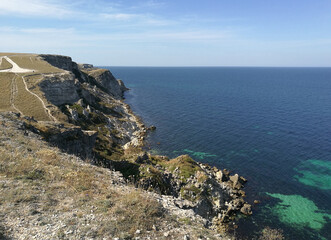 Steppe coast and rocky shores of the sea