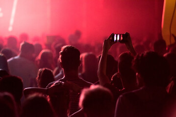 Fototapeta na wymiar Crowd of people clubbing at live concert
