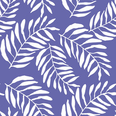 Seamless pattern with hand drawn leaves