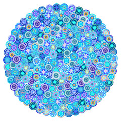 Millefiori - colorful round pattern. Abstract mosaic pattern with glass different beads. Vector clipart. - obrazy, fototapety, plakaty