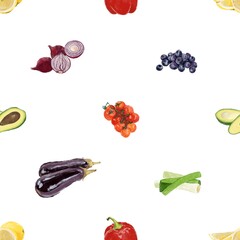 Seamless pattern with different vegetables 