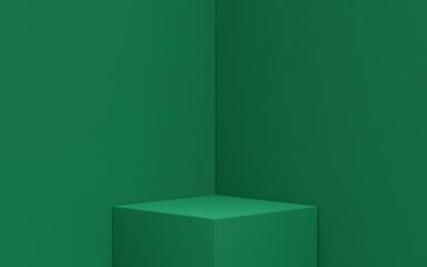 green background with squares wall podium display for product minimalism and simple nature sense 3d rendering