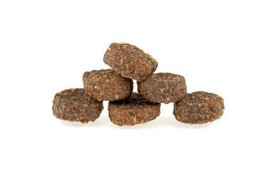dry dog food in granules isolated on white background