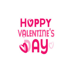 Lettering Happy Valentines Day banner. Valentines Day greeting card template with typography text happy valentine`s day   
