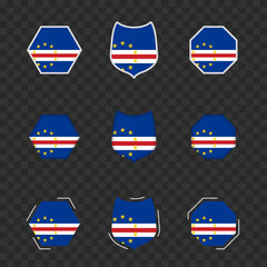 National symbols of Cape Verde on a dark transparent background, vector flags of Cape Verde.