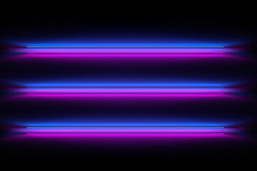 Purple neon design. Purple blue abstract glowing. Glowing neon lamp lines. 3D illustration.