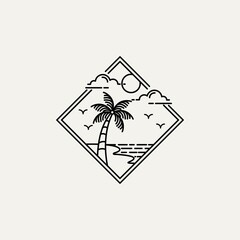 Palm beach summer vector icon illustration