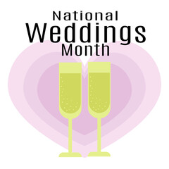 National Weddings Month, Idea for poster, banner, flyer or postcard