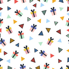 Seamless pattern with gift boxes. Background for wallpapers, textiles, papers, fabrics, web pages.