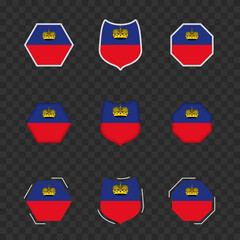 National symbols of Liechtenstein on a dark transparent background, vector flags of Liechtenstein.