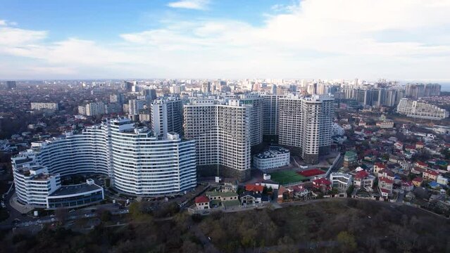 Odessa Ukraine November 27, 2021: Arcadia new Kadorr buildings