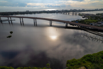 Aerial drone view of Daytona Beach, Florida