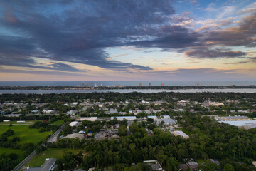 Aerial drone view of Daytona Beach, Florida