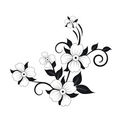 Simple floral background in black and white color