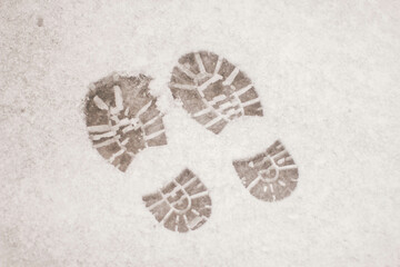 human footprints in the snow