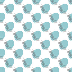 Seamless pattern with leaves and abstract shapes. Abstract Minimalistic Art. Cute kids nursery repeat background. Design in boho style for printing on textile or paper.