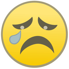 Simple flat draw sad face emoji vector.