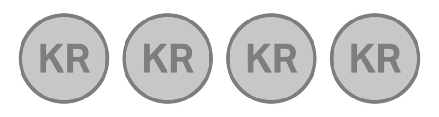 Danish Krone KR Coins. Danish money coin, vector 