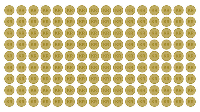 Danske Kroner KR M&oslash;nt baggrund. Dansk penge m&oslash;nt, vector 