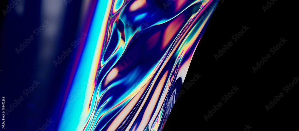 Poster fluid design twisted shapes holographic 3d abstract background iridescent wallpaper