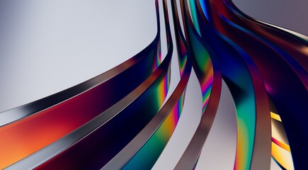 3D render abstract background. Colorful twisted shapes in motion. Computer generated digital art for poster, flyer, banner
