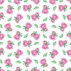 Watercolor seamless pattern with roses
