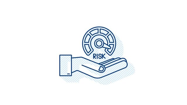 Shadow Risk icon on speedometer in hands. High risk meter. motion graphic