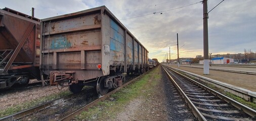 Fototapeta na wymiar freight train on railway