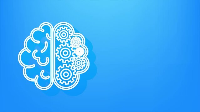 Shadow icon with silhouette man head gears. Mental health concept. Business concept. Motion Graphic