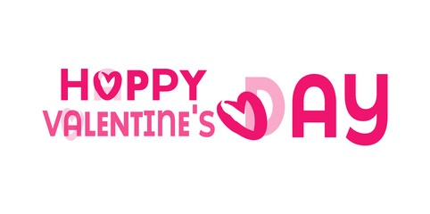 Lettering Happy Valentines Day banner. Valentines Day greeting card template with typography text happy valentine`s day   