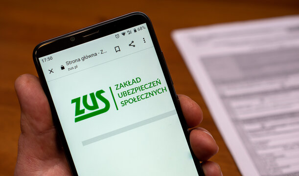 Katowice, Poland - 01,28,2022 A visit to the website of the Social Insurance Institution (ZUS)