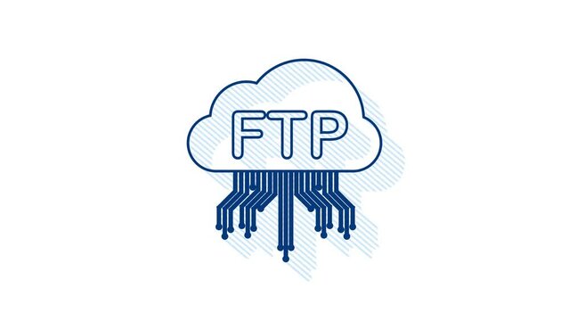 FTP file transfer icon. FTP technology icon. Transfer data to server. Motion Graphic