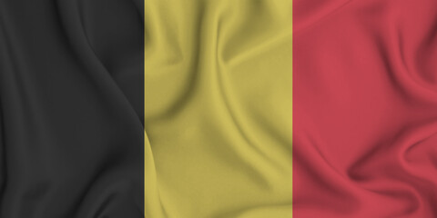 3D illustration of the flag of Belgium waving in the wind.