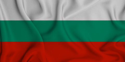 3D illustration of the flag of Bulgaria waving in the wind.