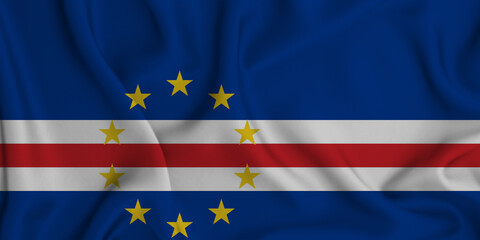 3D illustration of the flag of Cabo Verde waving in the wind.