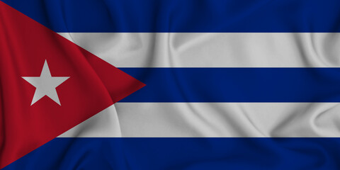 3D illustration of the flag of Cuba waving in the wind.