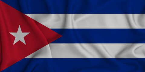 Obraz premium 3D illustration of the flag of Cuba waving in the wind.