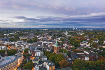 Aerial sunset skyline of Bochum, Germany  - obrazy, fototapety, plakaty