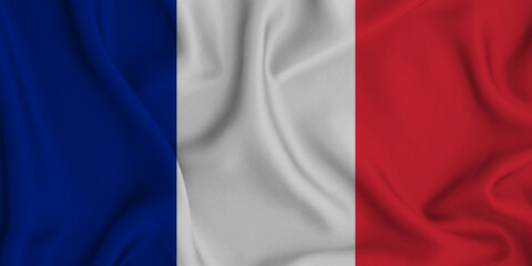 Obraz premium 3D illustration of the flag of France waving in the wind.