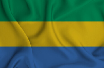 3D illustration of the flag of Gabon waving in the wind.
