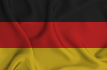 3D illustration of the flag of Germany waving in the wind.