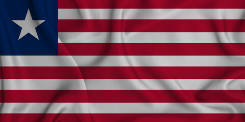 Fototapeta premium 3D illustration of the flag of Liberia waving in the wind.