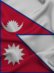 3D illustration of the flag of Nepal waving in the wind.