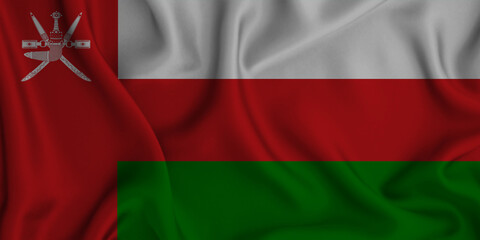 Fototapeta premium 3D illustration of the flag of Oman waving in the wind.