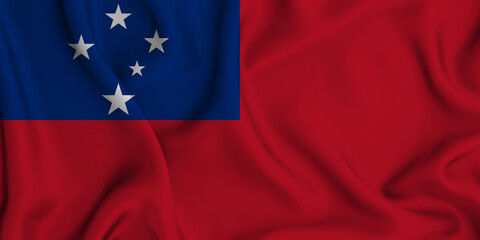 3D illustration of the flag of Samoa waving in the wind.