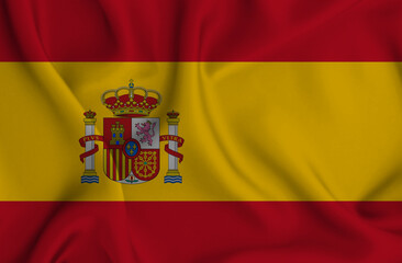 Fototapeta premium 3D illustration of the flag of Spain waving in the wind.