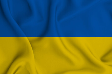 3D illustration of the flag of Ukraine waving in the wind.